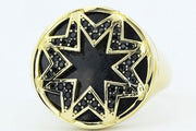 14ct Siyah Stone Set Design Gold Men's Ring