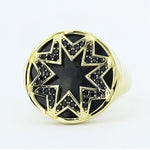 Load image into Gallery viewer, 14ct Siyah Stone Set Design Gold Men's Ring
