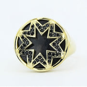 14ct Siyah Stone Set Design Gold Men's Ring
