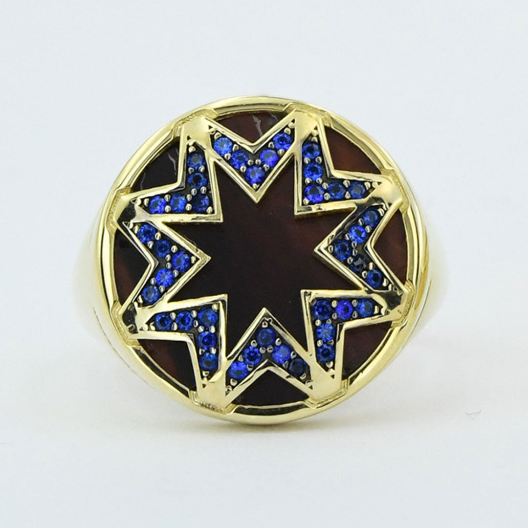 14ct Mavi Stone Set Design Gold Men's Ring