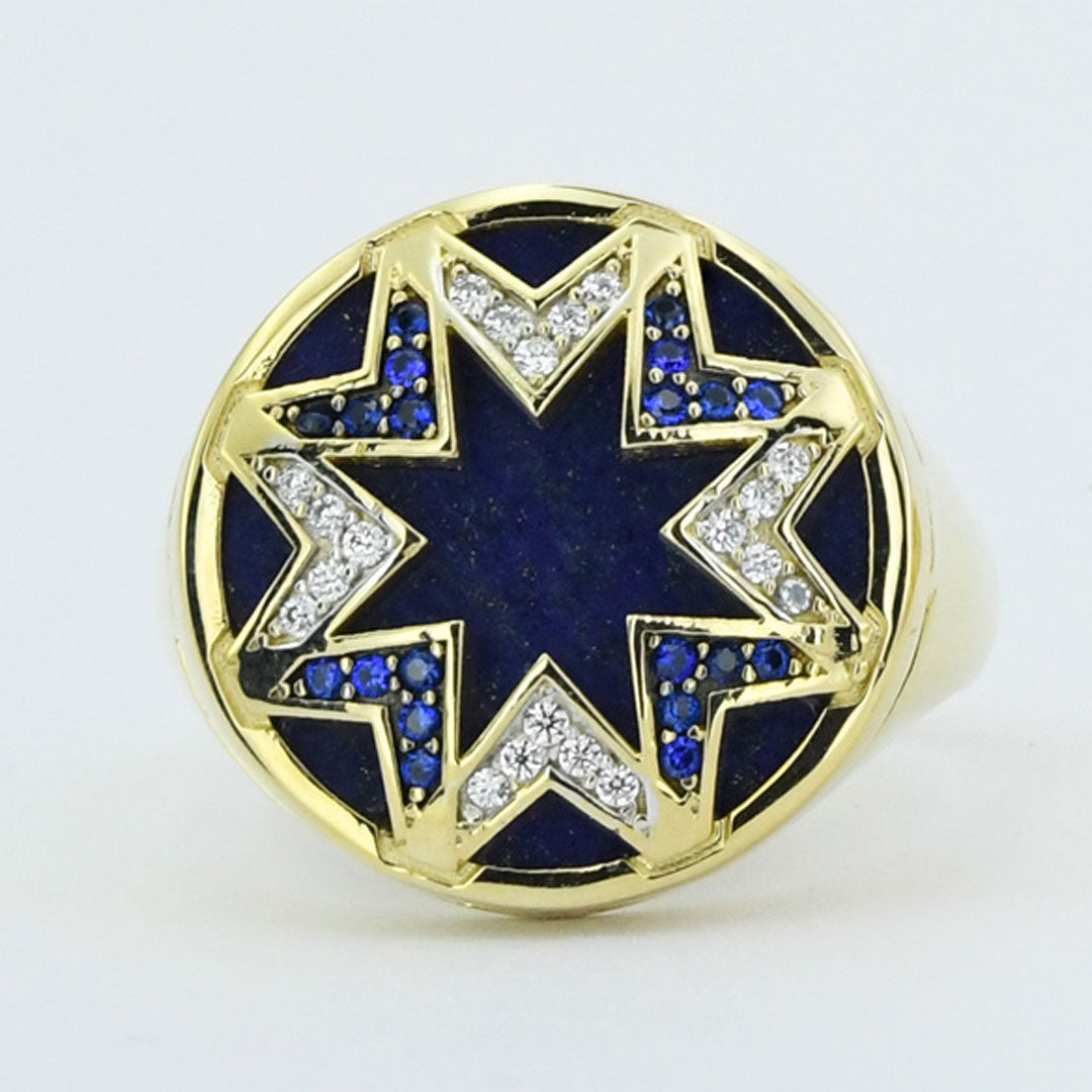 14ct Mavi Stone Set Design Gold Men's Ring