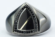 14ct Siyah Stone Set Design Gold Men's Ring