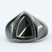 14ct Siyah Stone Set Design Gold Men's Ring