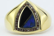 14ct Mavi Kahverengi Design Gold Men's Ring