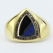14ct Mavi Kahverengi Design Gold Men's Ring