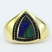 14ct Mavi Yeşil Design Gold Men's Ring