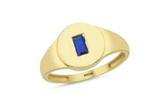 14ct Minimal Design Blue Stone Set Gold Ring
