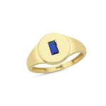 Load image into Gallery viewer, 14ct Minimal Design Blue Stone Set Gold Ring