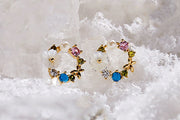 14ct Cicek Kelebek Figurlu Gold Earrings Yesil