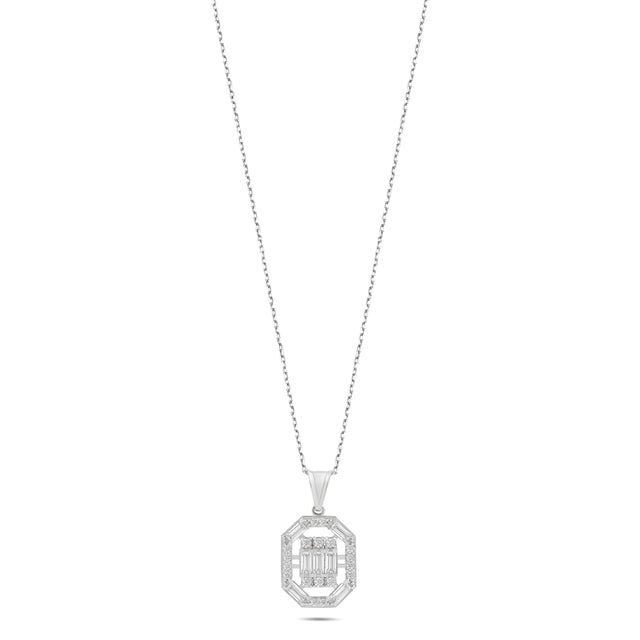 14ct Ihtisamli Guzellik Baguette Gold Necklace