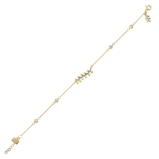 14ct Design Leaf Motif Minimal Gold Bracelet