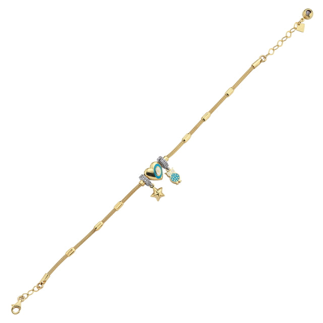 14ct Yildizli Baykus Gold Bracelet