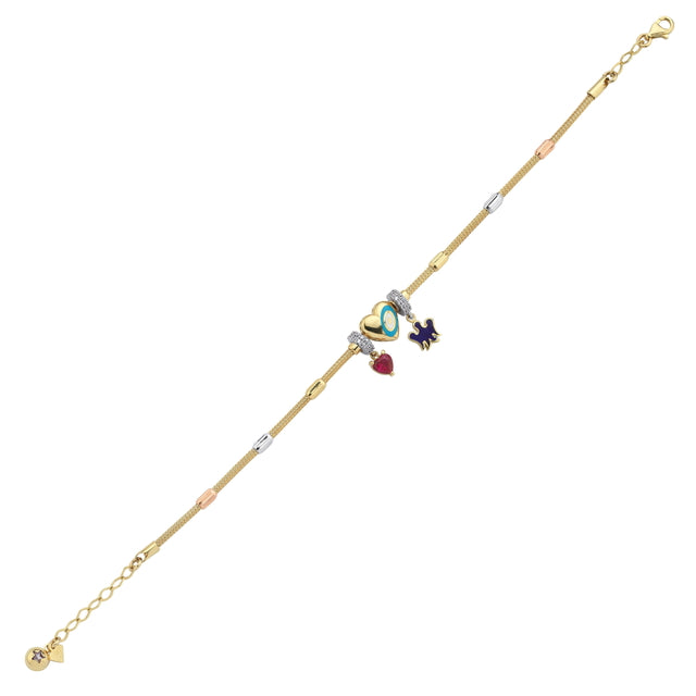 14ct Heart Charm Gold Bracelet