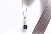 1.94 Karat Sapphire Stone Set Diamond Necklace