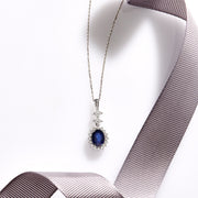 1.94 Karat Sapphire Stone Set Diamond Necklace