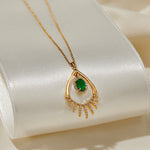 Load image into Gallery viewer, 0.62 Karat Emerald Stone Set Diamond Necklace
