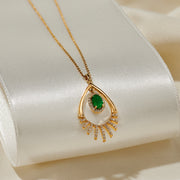 0.62 Karat Emerald Stone Set Diamond Necklace