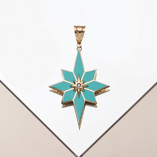 14ct Pole Star Design Gold Pendant (Chain Not Included)