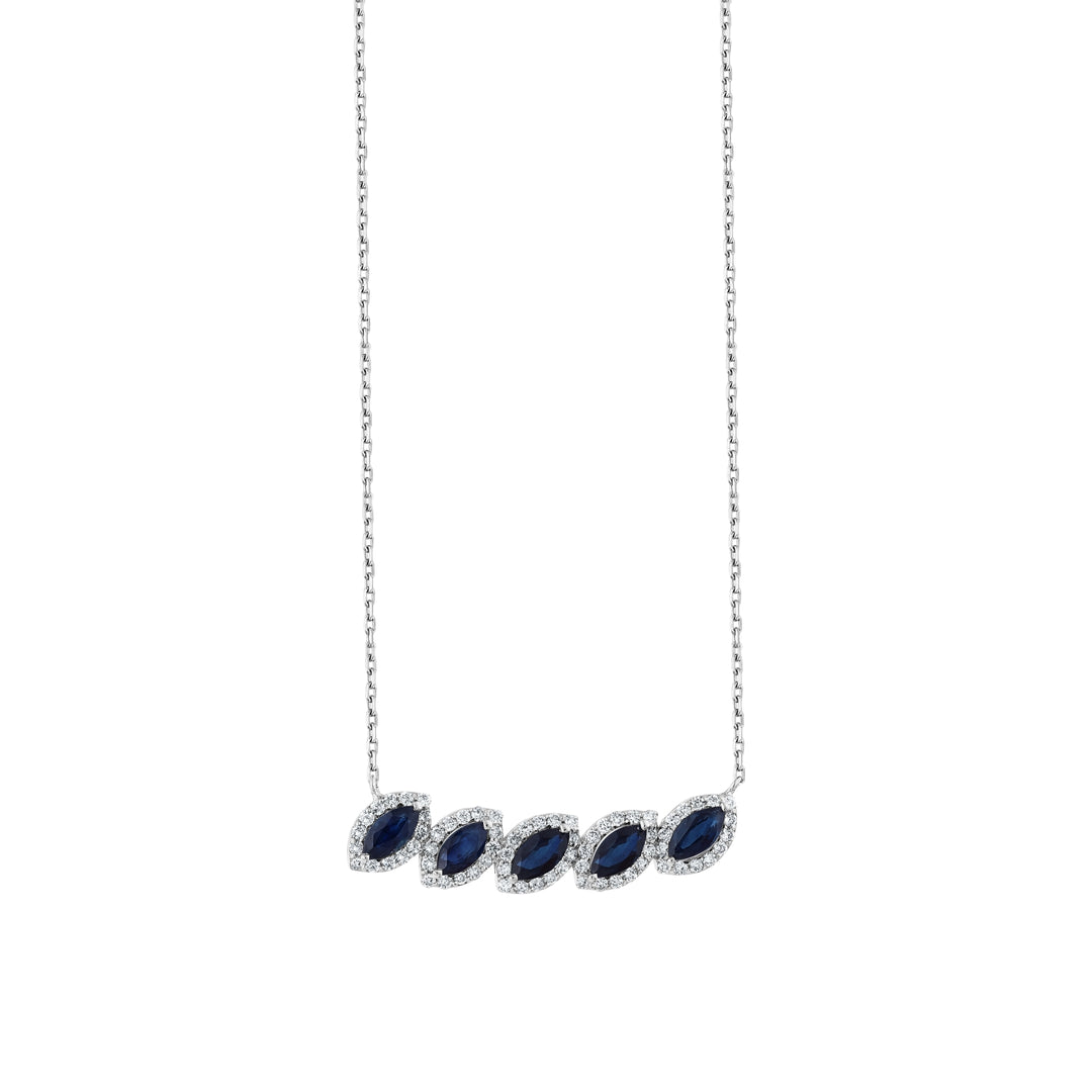1.59 Karat Diamond Sapphire Necklace