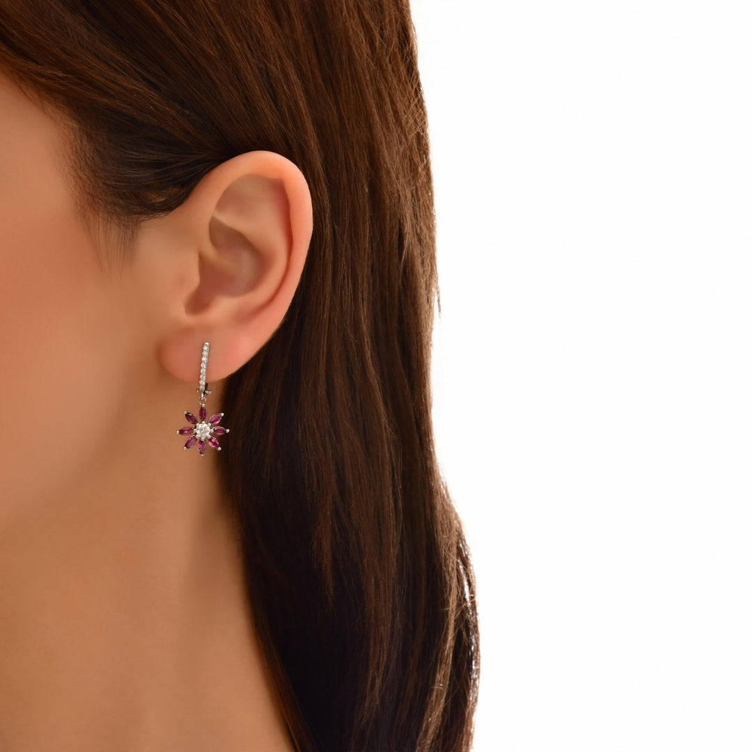 1.96 Karat Diamond Rhodolite Earrings
