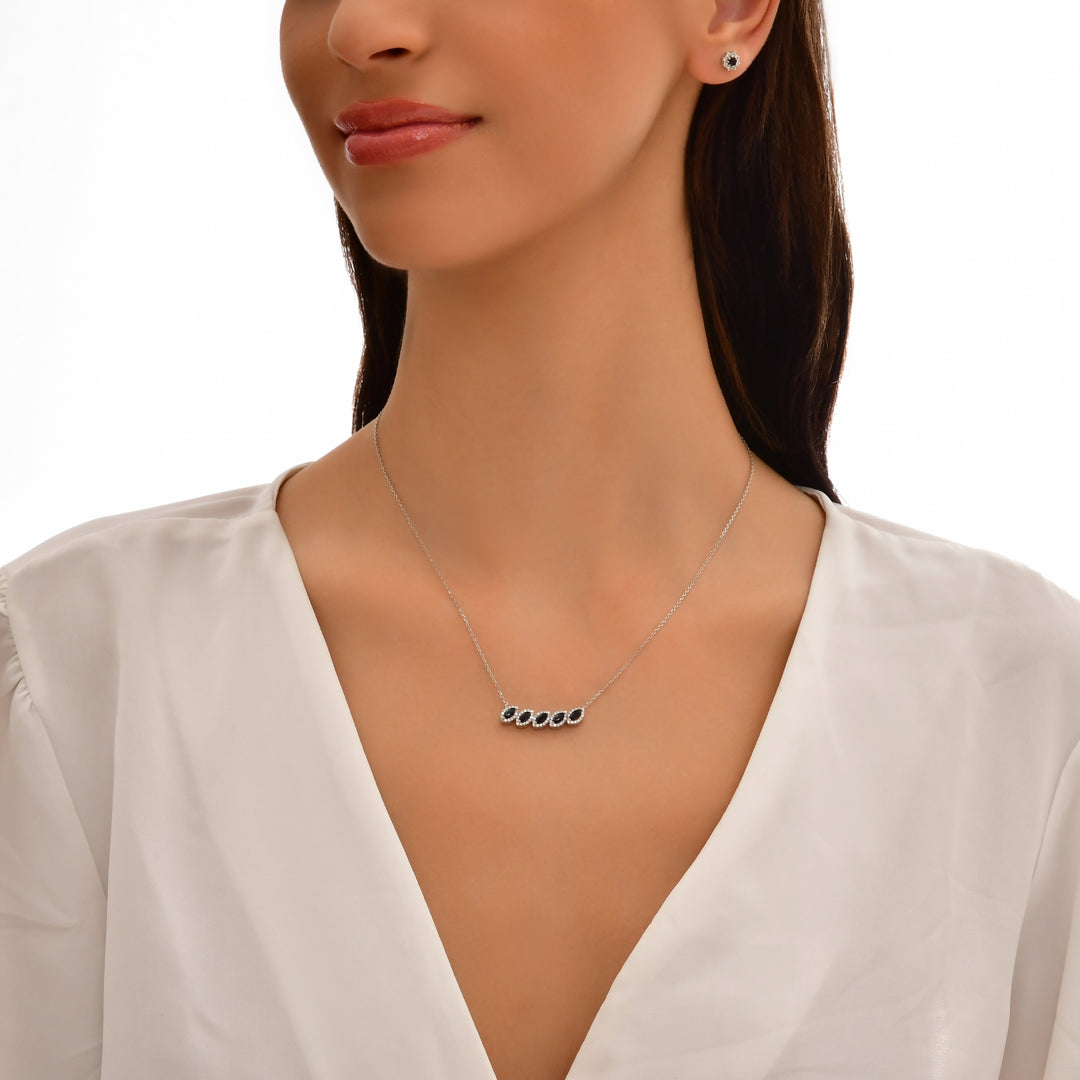 1.59 Karat Diamond Sapphire Necklace