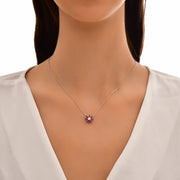 1.05 Karat Diamond Rhodolite Necklace