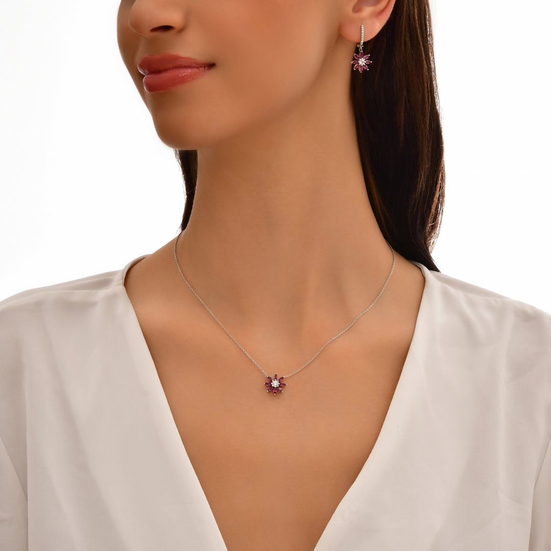 1.05 Karat Diamond Rhodolite Necklace