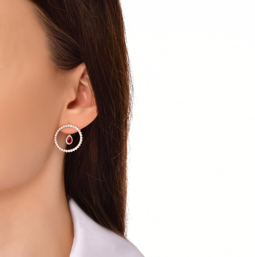 1.85 Karat Ruby Diamond Earrings