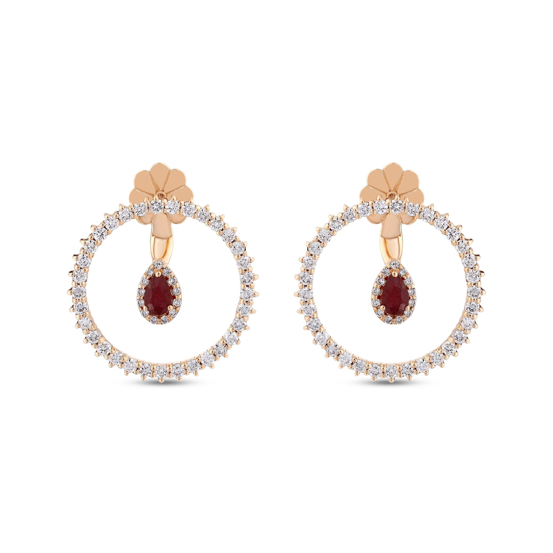 1.85 Karat Ruby Diamond Earrings