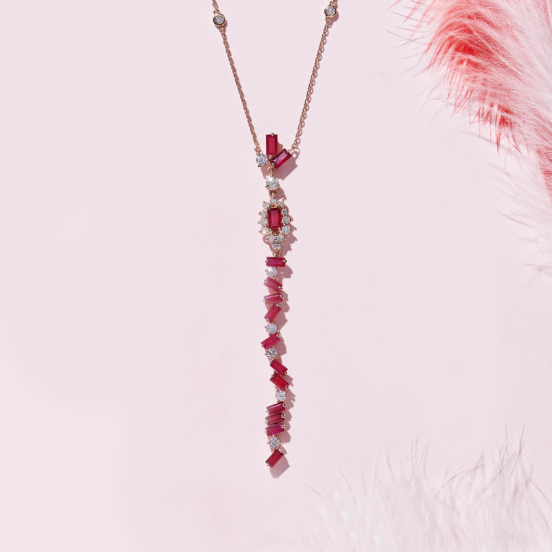 3.12 Karat Ruby Diamond Necklace