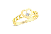 14ct Heart Detay Stone Set Gold Ring