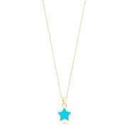 14ct Mavi Enamel Yildiz Gold Necklace