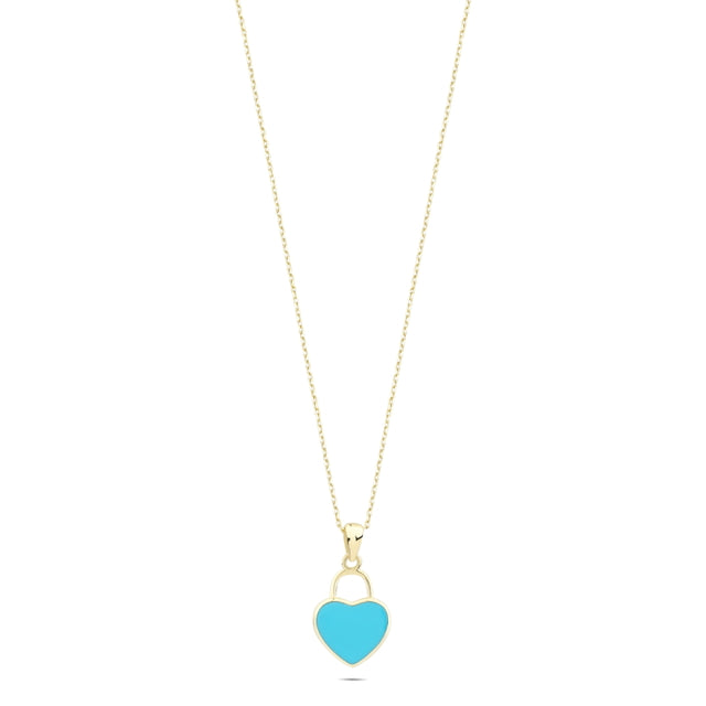 14ct Mavi Enamel Heart Gold Necklace