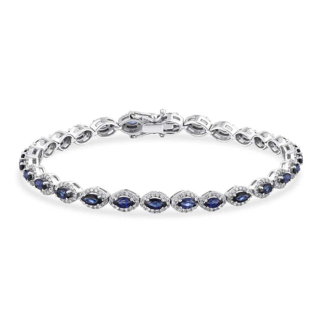 6.72 Karat Sapphire Blue Diamond Bracelet