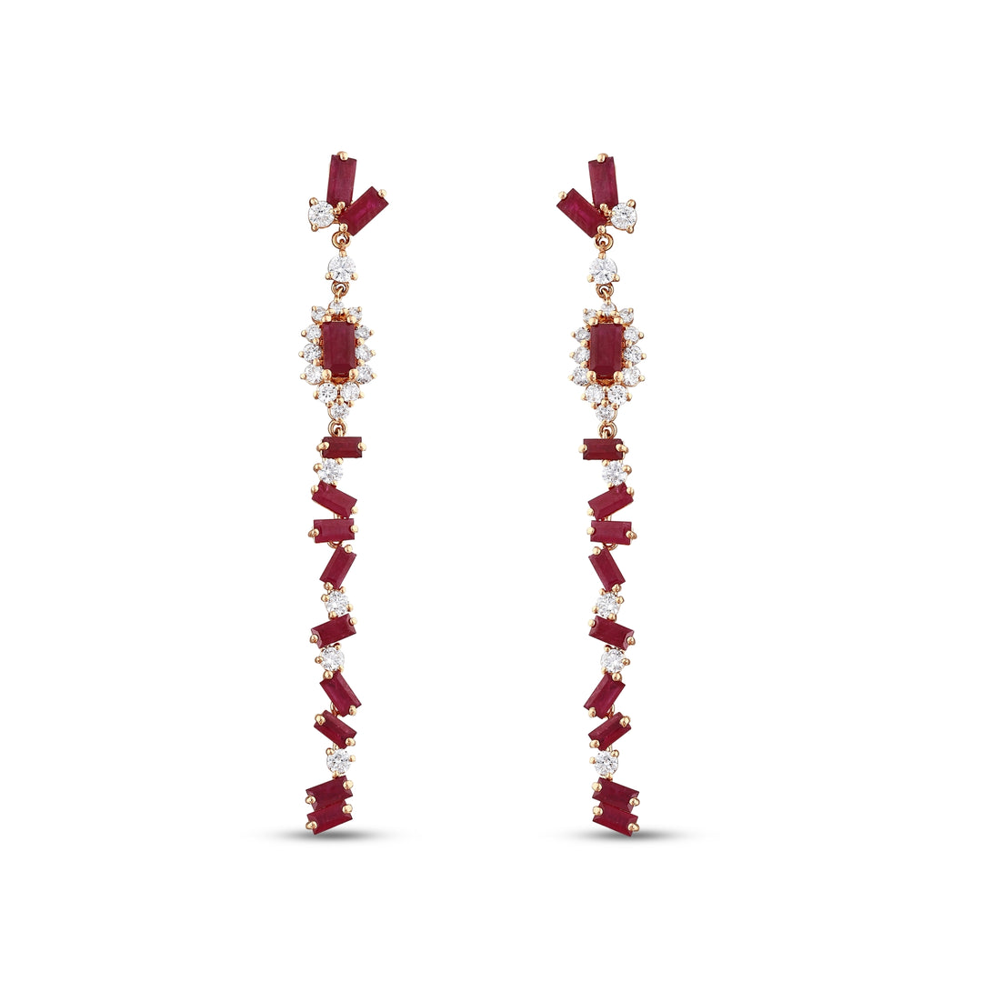 5.40 Karat Ruby Diamond Earrings