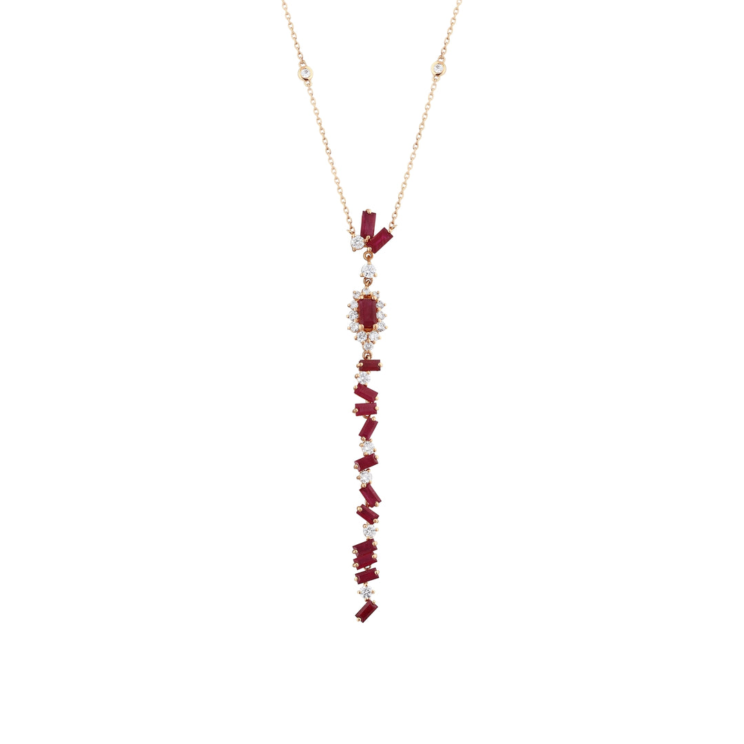 3.12 Karat Ruby Diamond Necklace