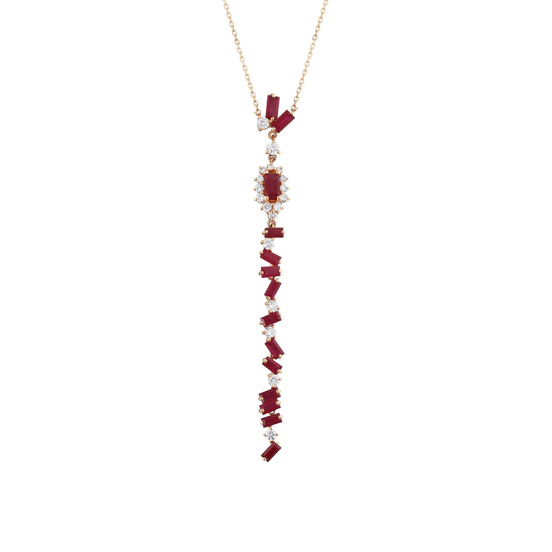 3.12 Karat Ruby Diamond Necklace