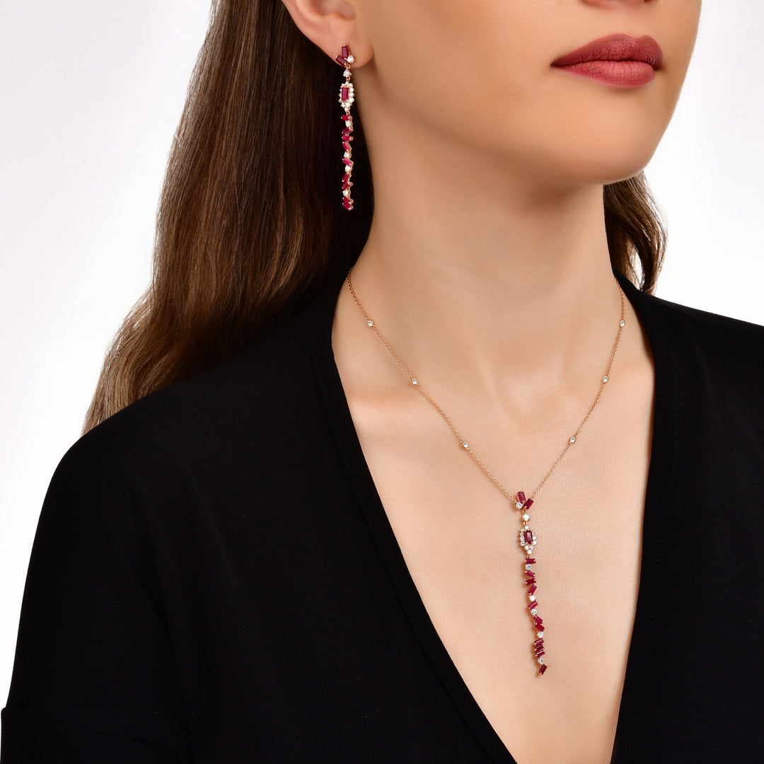 3.12 Karat Ruby Diamond Necklace