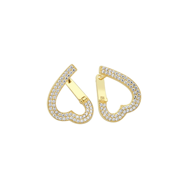 14ct Stone Set Love Fashion Design Hoop Gold Earrings