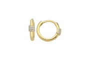 14ct Stone Set Design Mini Hoop Gold Earrings