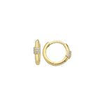 Load image into Gallery viewer, 14ct Stone Set Design Mini Hoop Gold Earrings