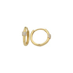 Load image into Gallery viewer, 14ct Stone Set Design Hoop Gold Earrings