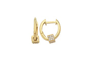 14ct Stone Set Cube Design Hoop Gold Earrings