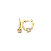 14ct Stone Set Cube Design Hoop Gold Earrings