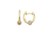 14ct Stone Set Round Design Hoop Gold Earrings