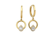 14ct Teardrop Drop Hoop Gold Earrings