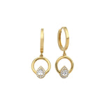 Load image into Gallery viewer, 14ct Teardrop Drop Hoop Gold Earrings