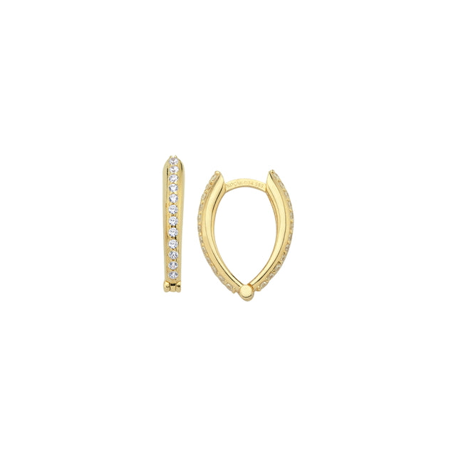 14ct Stone Set Eye Design Hoop Gold Earrings