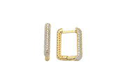 14ct Stone Set Detail Design Hoop Gold Earrings
