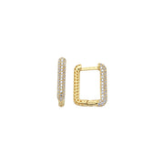 14ct Stone Set Detail Design Hoop Gold Earrings